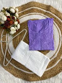 Dyed dobby Cotton short Tops - Chikankari official