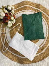 Dyed dobby Cotton short Tops - Chikankari official