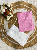 Dyed dobby Cotton short Tops - Chikankari official