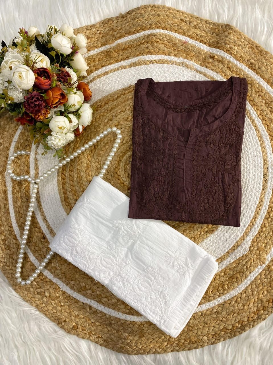 Dyed dobby Cotton short Tops - Chikankari official