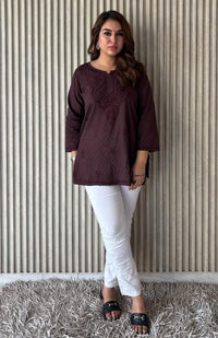 Dyed dobby Cotton short Tops - Chikankari official