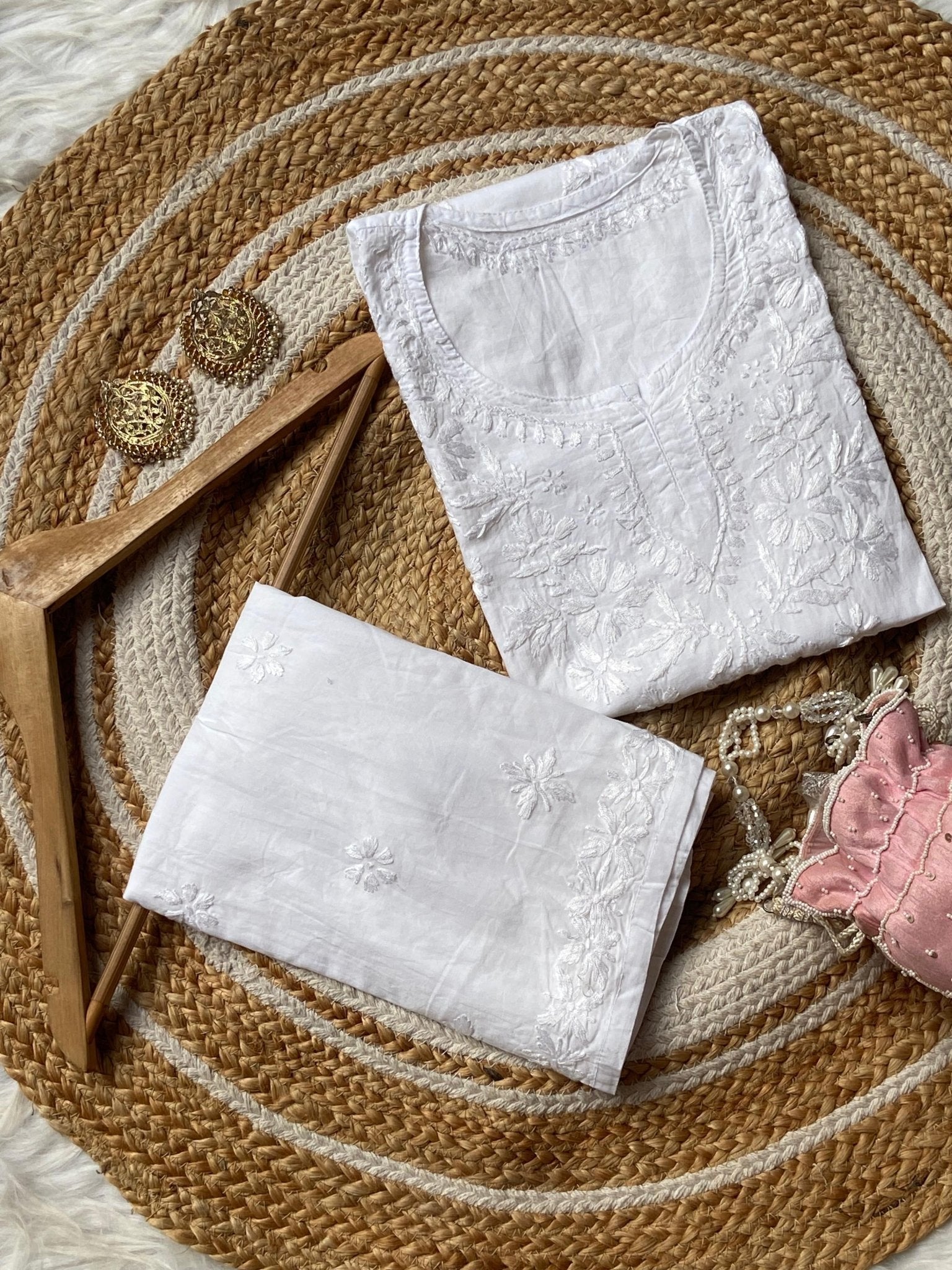 Dyed Gharara Short Cotton Combo - Chikankari official