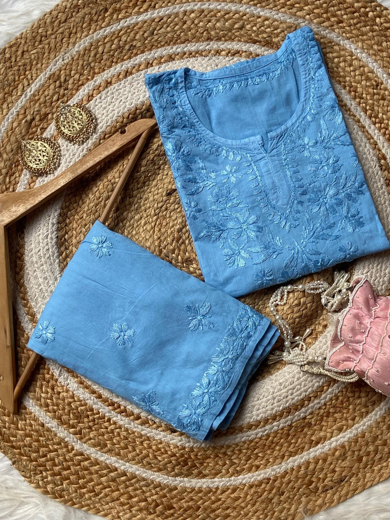 Dyed Gharara Short Cotton Combo - Chikankari official