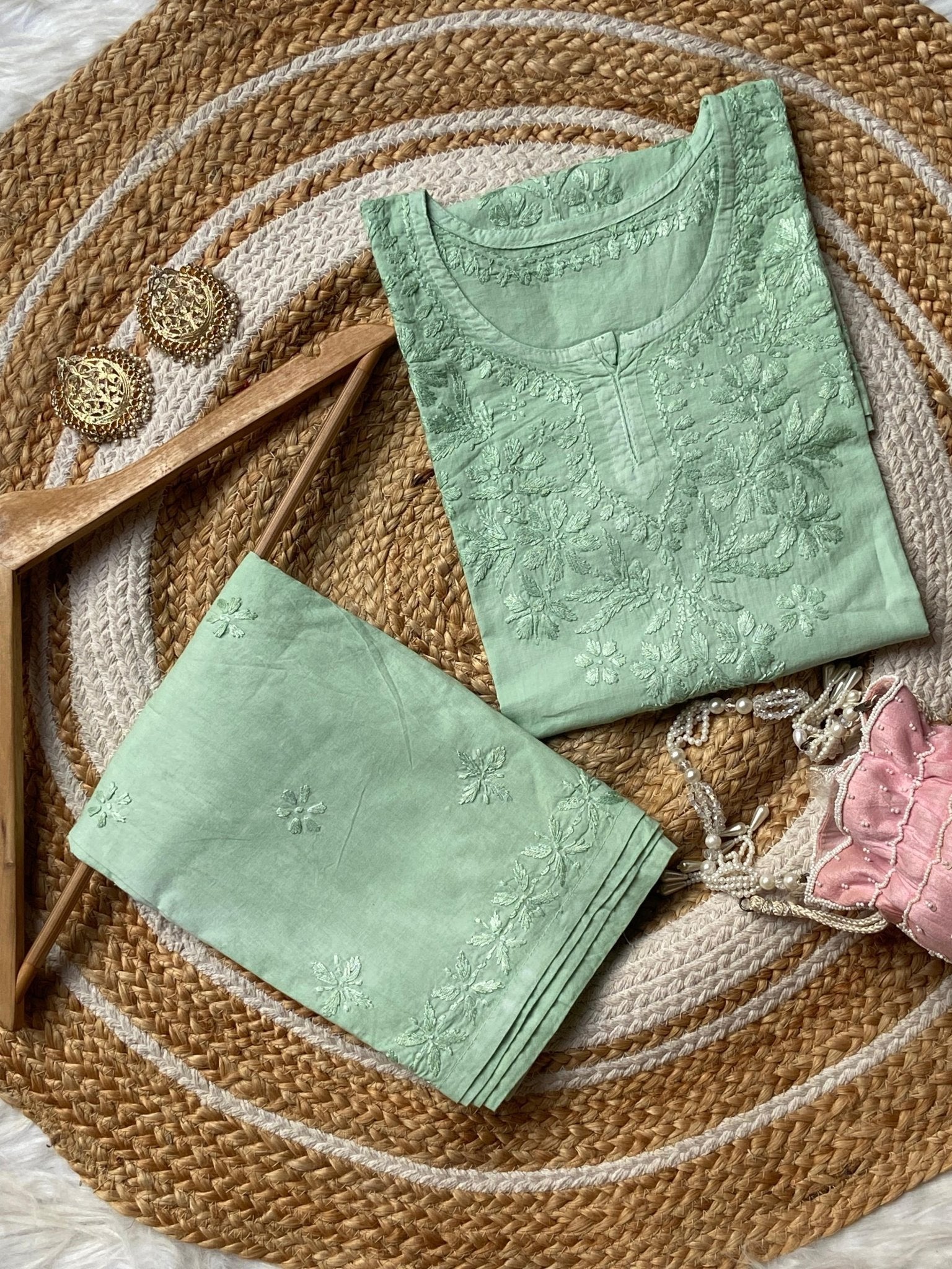 Dyed Gharara Short Cotton Combo - Chikankari official