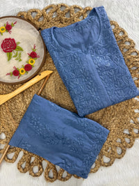 Dyed Modal kurti & plazzo Heavy 3d worked - Chikankari official
