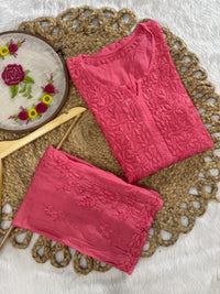 Dyed Modal kurti & plazzo Heavy 3d worked - Chikankari official