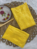 Dyed Modal kurti & plazzo Heavy 3d worked - Chikankari official