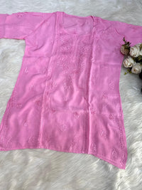 Dyed Muslin Short Chikankari Top - Chikankari official