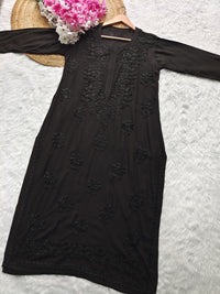 Dyed Straight Fit Modal Kurtas - Chikankari official