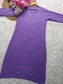 Dyed Straight Fit Modal Kurtas - Chikankari official