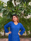 Rose Panel Viscose Chikankari Kurta with Palazzo