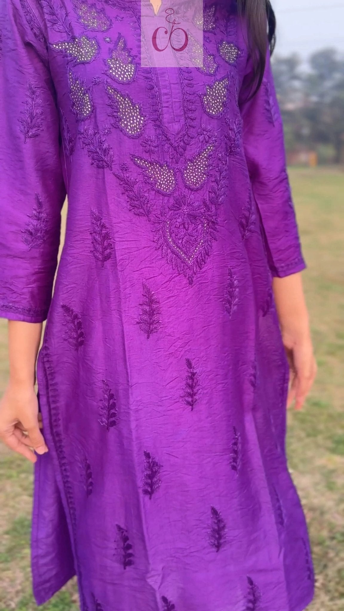 Elegant Chanderi With Muqaish Work - Chikankari official