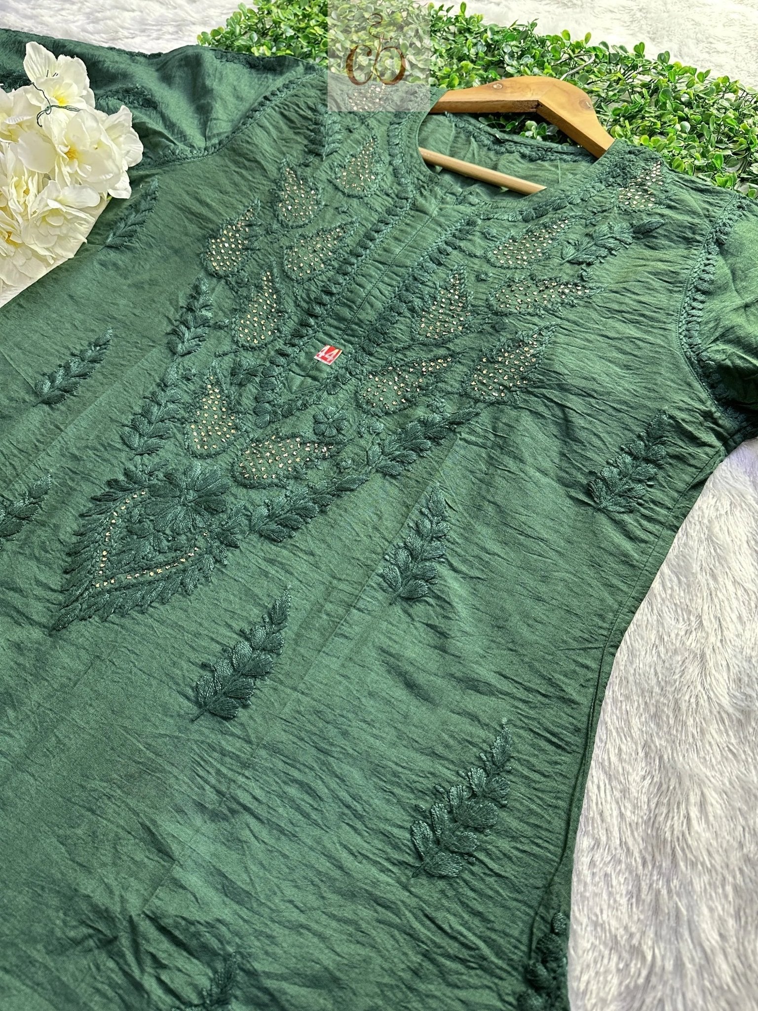 Elegant Chanderi With Muqaish Work - Chikankari official
