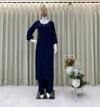 Elegant Chikan Embroidery Kurti Set with Palazzo - Chikankari official