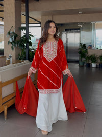 Elegant Mirror Work Tie - Dye Kurta Set with Palazzo & Dupatta – Festive & Ethnic Wear - Chikankari official