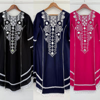 Elegant Rayon Kurti Set with Mirror & Lace Detailing - Chikankari official