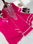 Elegant Rayon Kurti Set with Mirror & Lace Detailing - Chikankari official