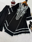 Elegant Rayon Kurti Set with Mirror & Lace Detailing - Chikankari official