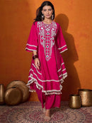 Elegant Rayon Kurti Set with Mirror & Lace Detailing - Chikankari official