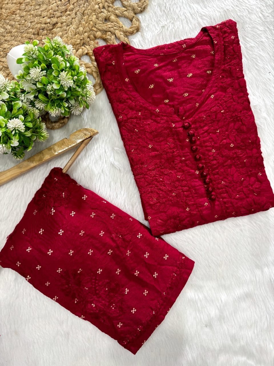 Exclusive chanderi A New Concept In chanderi kurti with Palazzo Roshni Special - Chikankari official