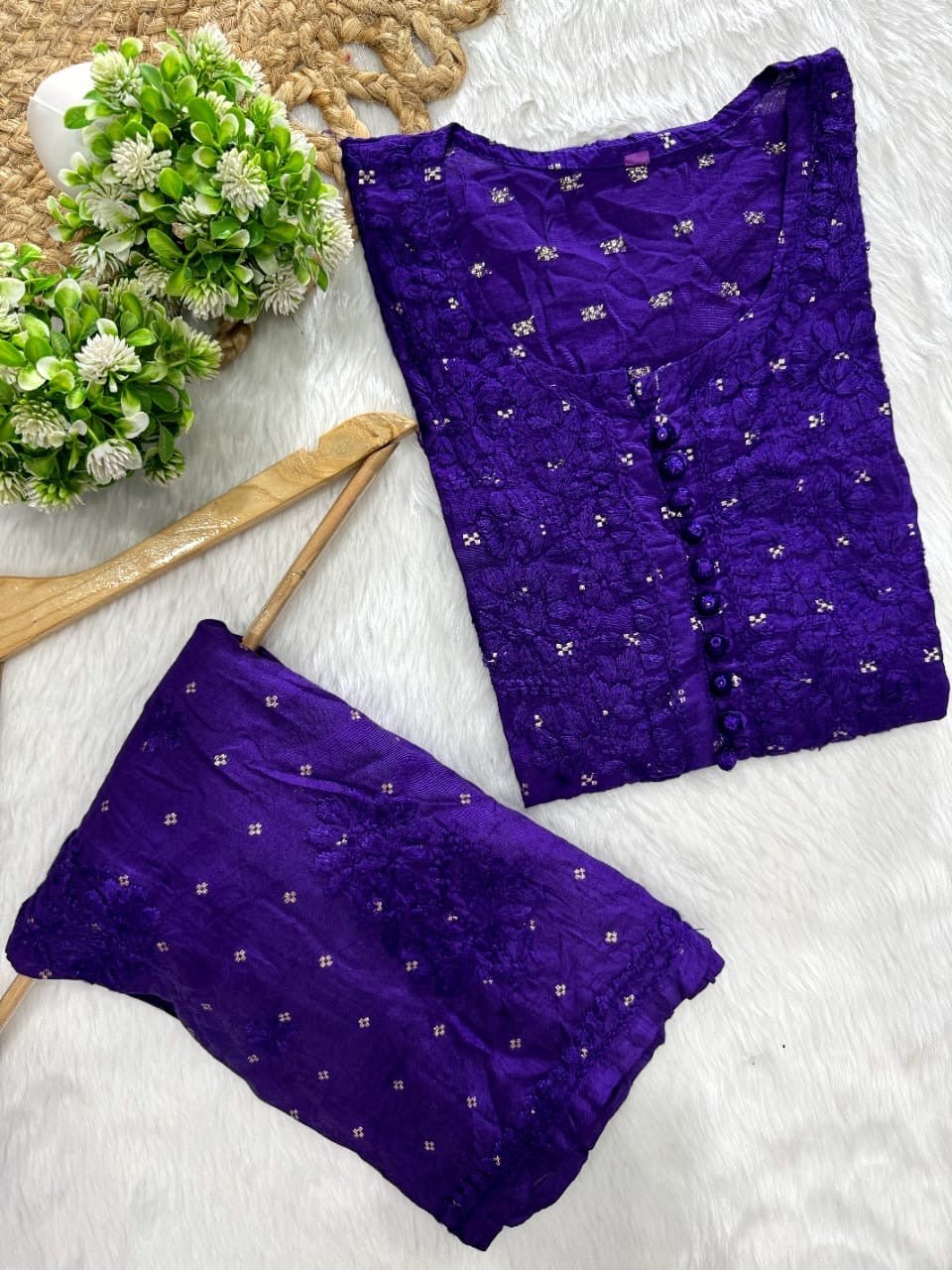 Exclusive chanderi A New Concept In chanderi kurti with Palazzo Roshni Special - Chikankari official