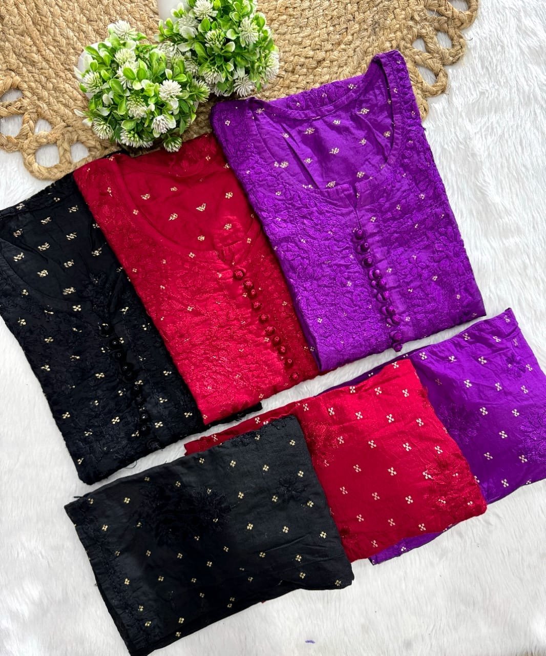 Exclusive chanderi A New Concept In chanderi kurti with Palazzo Roshni Special - Chikankari official