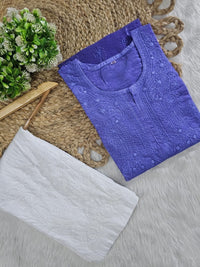 Exclusive chanderi dual shades machine work kurti - Chikankari official