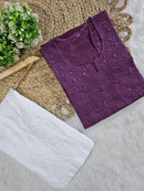 Exclusive chanderi dual shades machine work kurti - Chikankari official