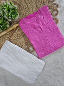 Exclusive chanderi dual shades machine work kurti - Chikankari official