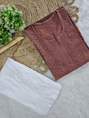Exclusive chanderi dual shades machine work kurti - Chikankari official