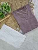 Exclusive chanderi dual shades machine work kurti - Chikankari official