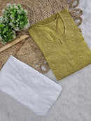 Exclusive chanderi dual shades machine work kurti - Chikankari official