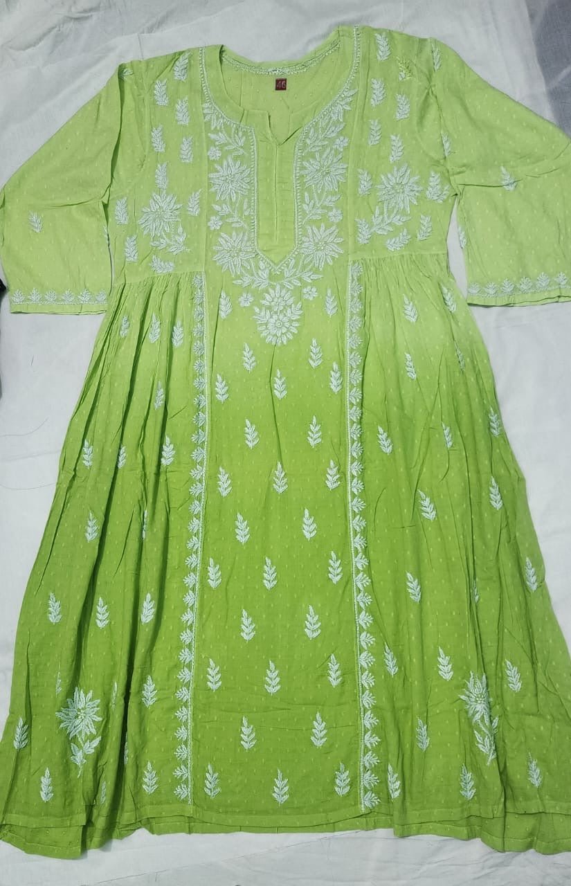 Exclusive Dobby Cotton Gown - Chikankari official