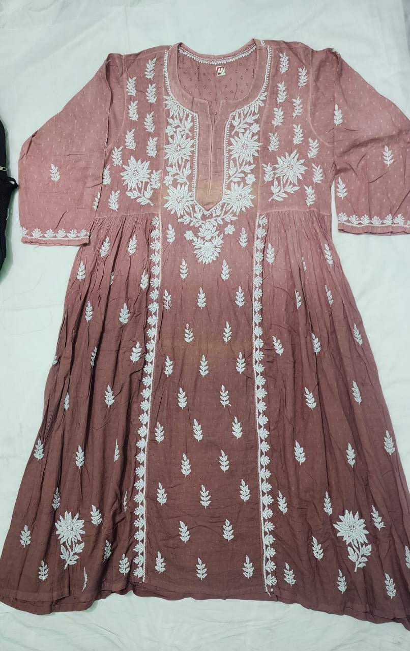 Exclusive Dobby Cotton Gown - Chikankari official