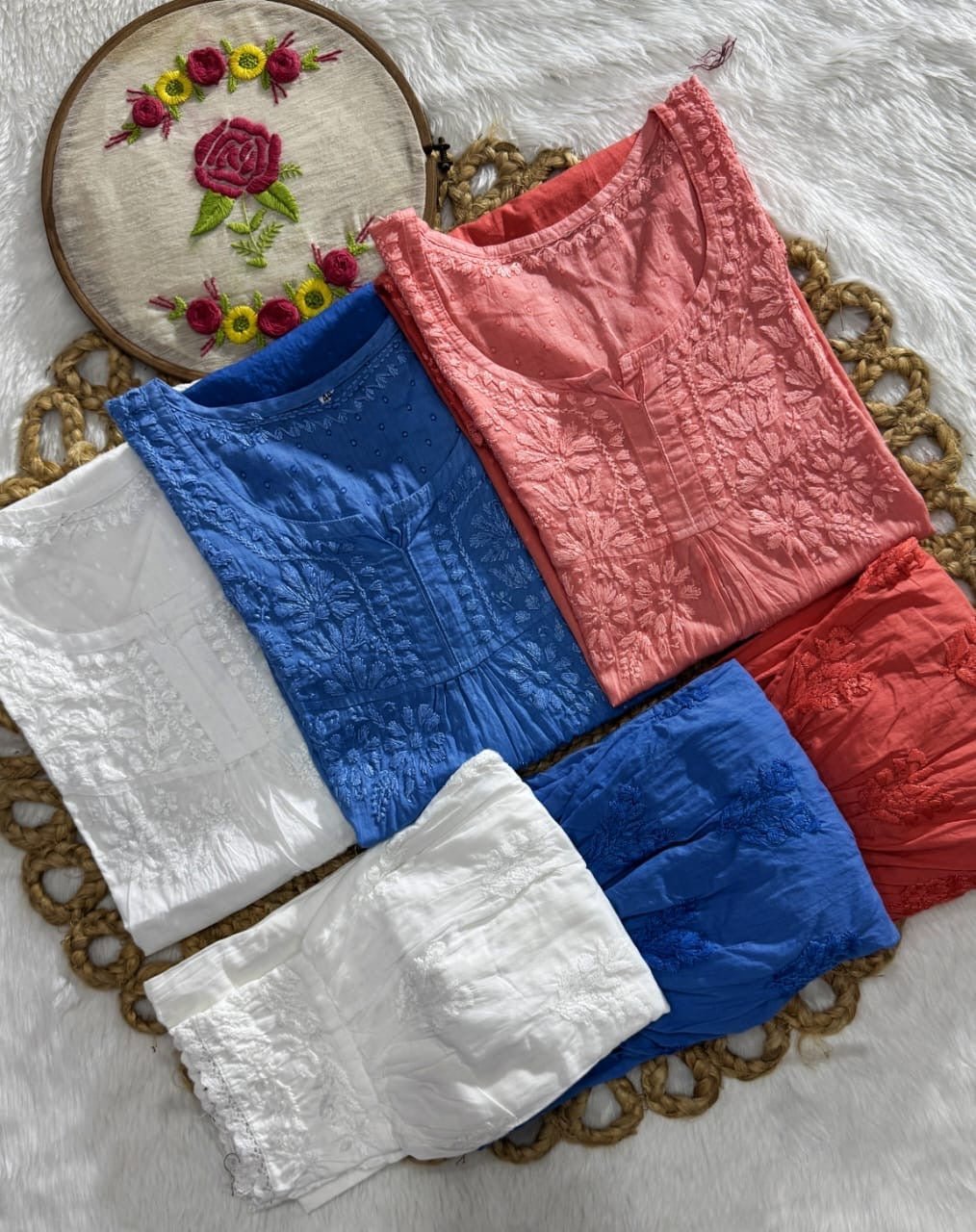 Exclusive Dobby Cotton ombre short Afghani Pair - Chikankari official
