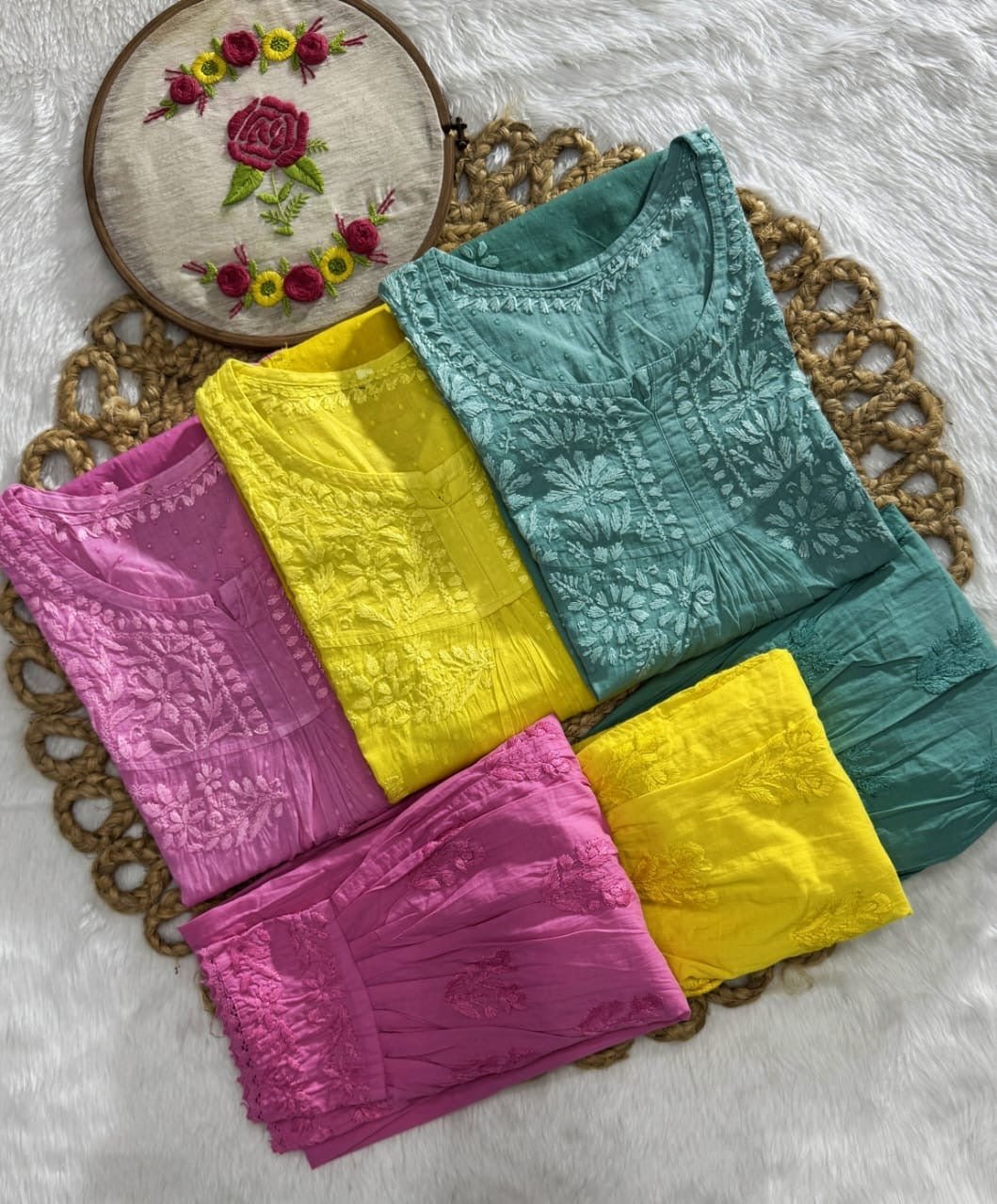 Exclusive Dobby Cotton ombre short Afghani Pair - Chikankari official
