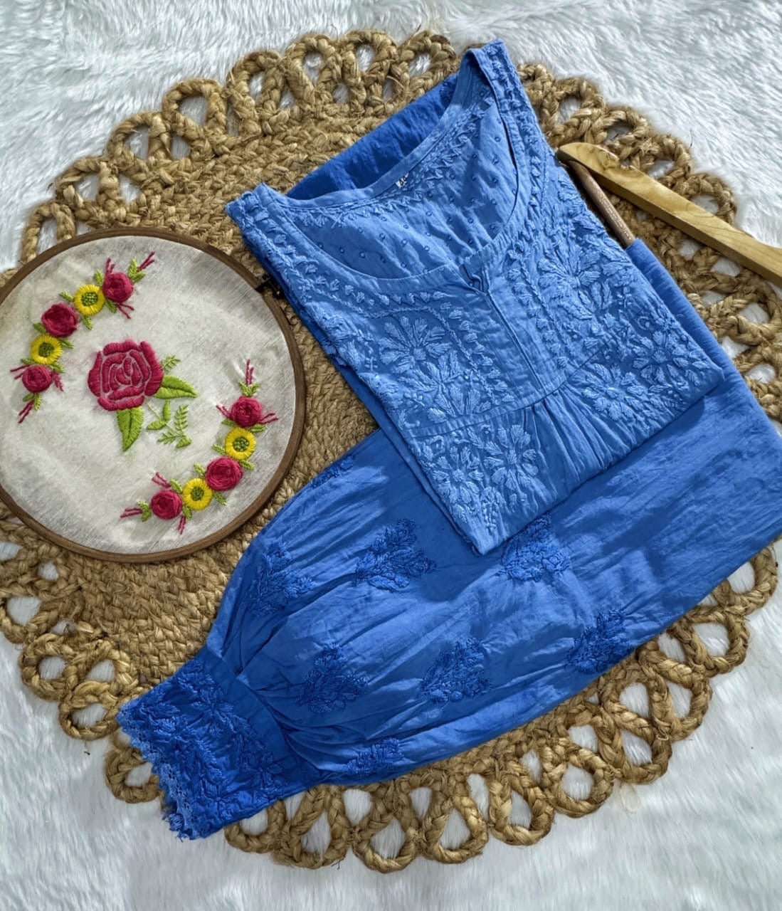 Exclusive Dobby Cotton ombre short Afghani Pair - Chikankari official