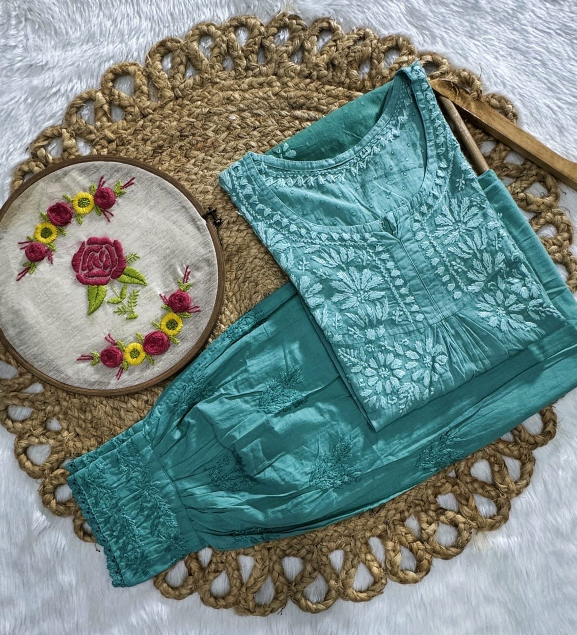 Exclusive Dobby Cotton ombre short Afghani Pair - Chikankari official
