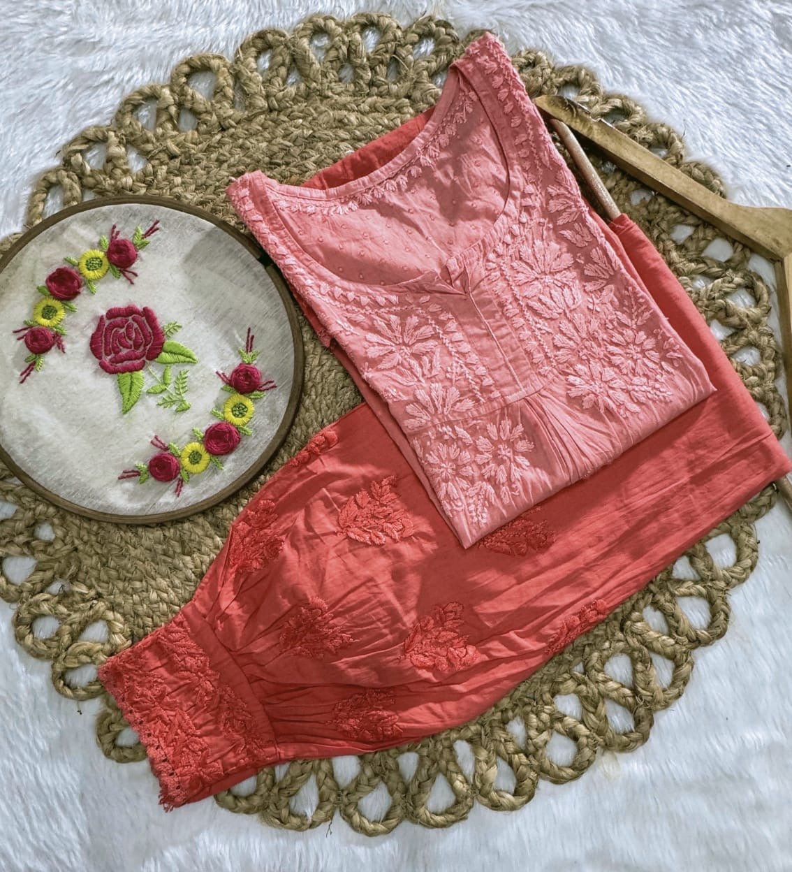 Exclusive Dobby Cotton ombre short Afghani Pair - Chikankari official