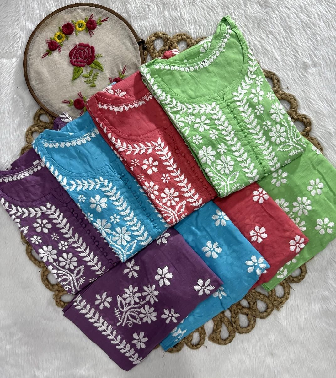 Exclusive DOBBY Nyra Cut kurti & pant in a combination of matching Set - Chikankari official