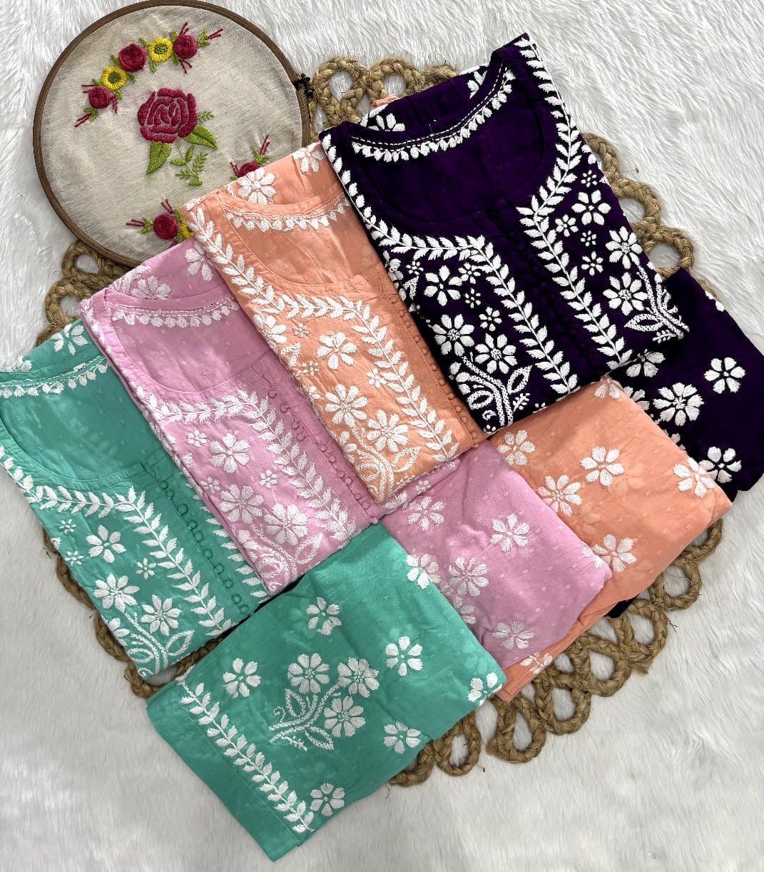 Exclusive DOBBY Nyra Cut kurti & pant in a combination of matching Set - Chikankari official