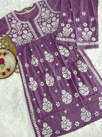 Exclusive DOBBY Nyra Cut kurti & pant in a combination of matching Set - Chikankari official