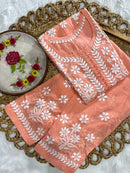 Exclusive DOBBY Nyra Cut kurti & pant in a combination of matching Set - Chikankari official