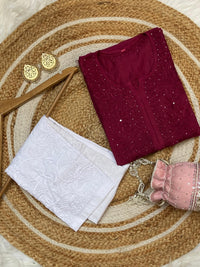 Exclusive Light weight Butter soft dyed Chanderi kurti - Chikankari official