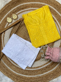 Exclusive Light weight Butter soft dyed Chanderi kurti - Chikankari official