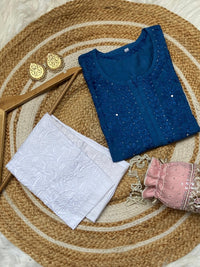 Exclusive Light weight Butter soft dyed Chanderi kurti - Chikankari official