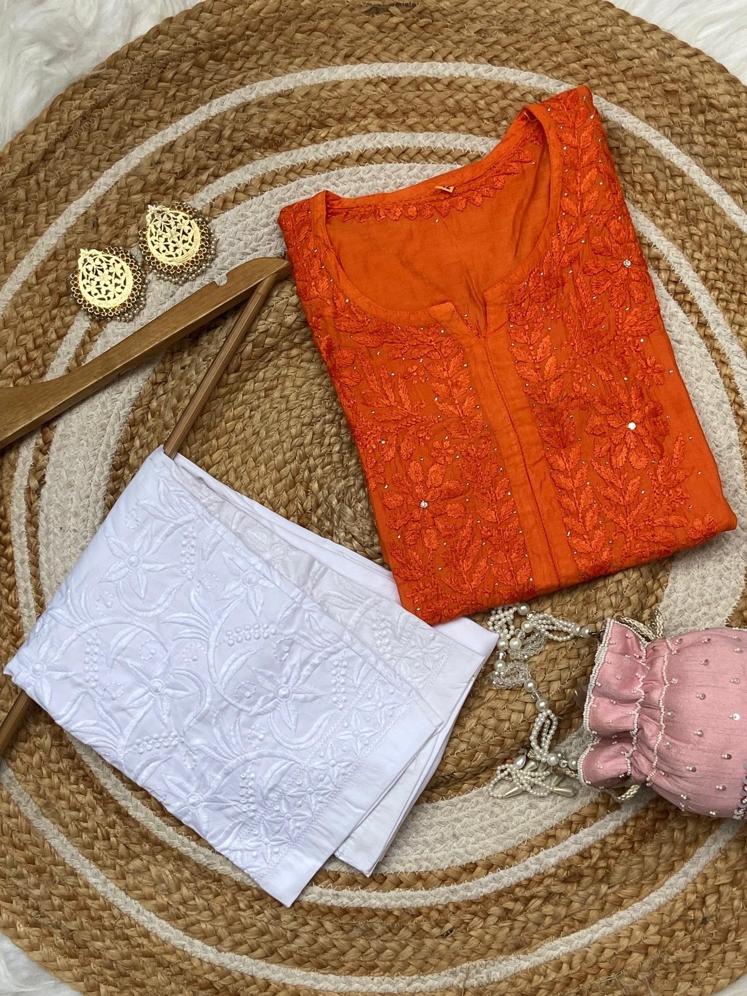 Exclusive Light weight Butter soft dyed Chanderi kurti - Chikankari official