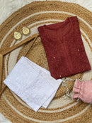 Exclusive Light weight Butter soft dyed Chanderi kurti - Chikankari official
