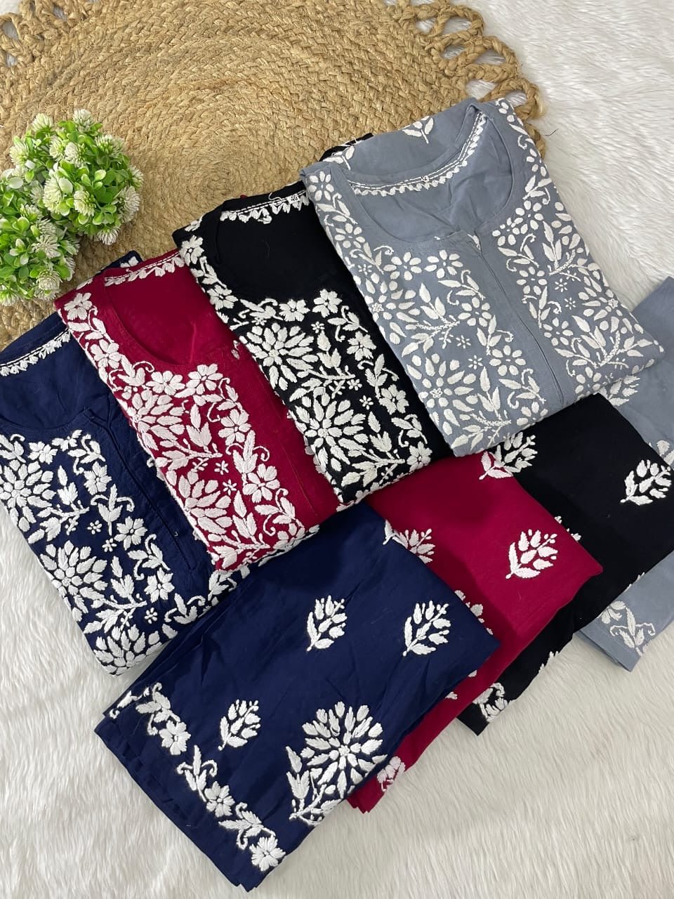 Exclusive Rayon New concept Flower Combo - Chikankari official