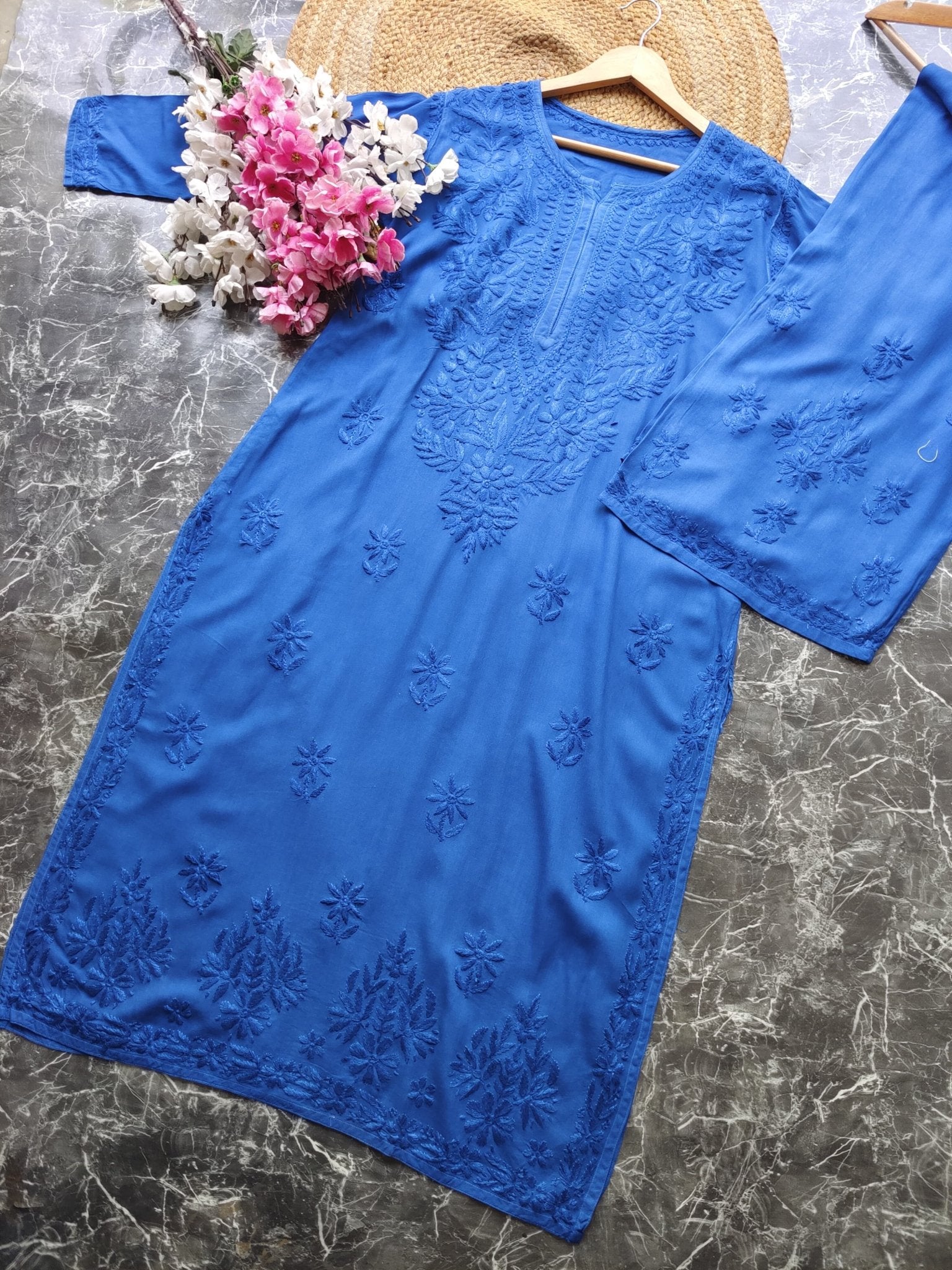 Export Quality Rayon Dyed 3d Embroidery Set - Chikankari official